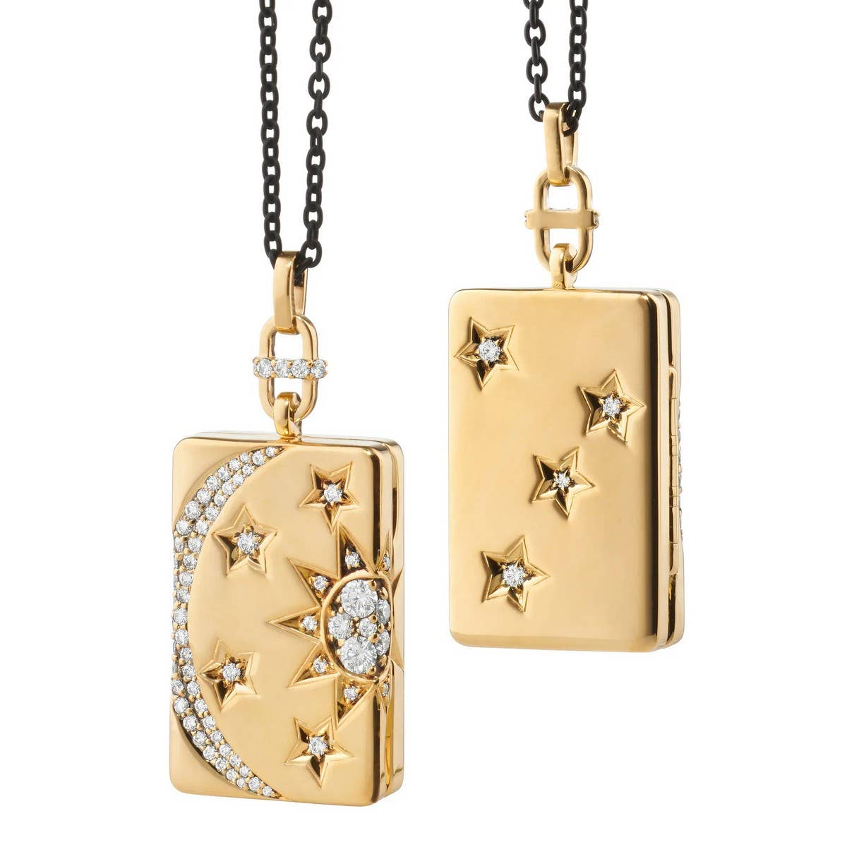 Moon Shell Locket Necklace ? Vintage Gold-Plated