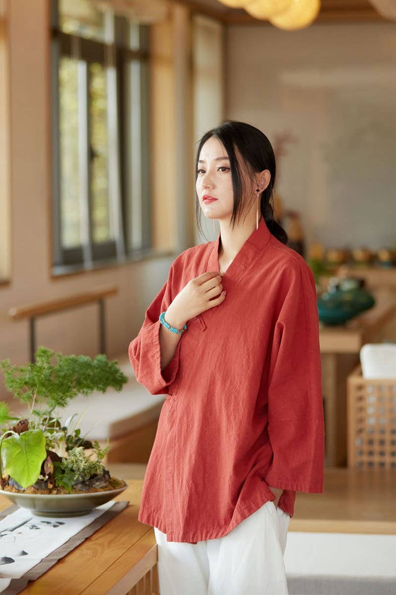 CWOCO0906_RAMIE STAND COLLAR TIE RETRO SHORT CARDIGAN COATS