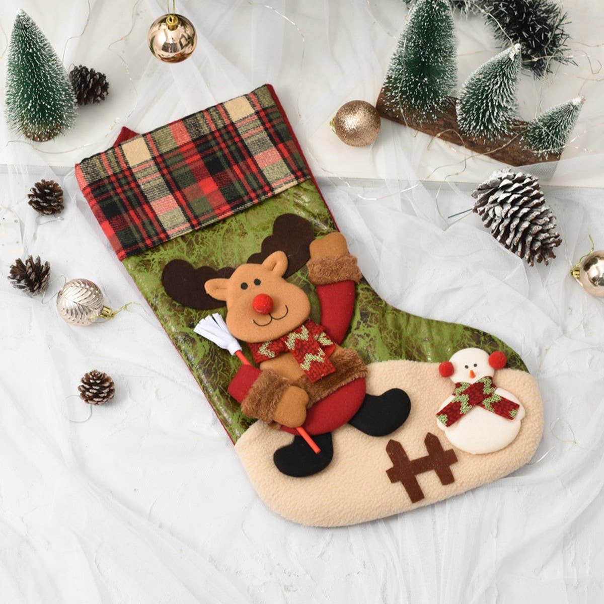 SEQUINED 3D SANTA CLAUS CHRISTMAS STOCKINGS