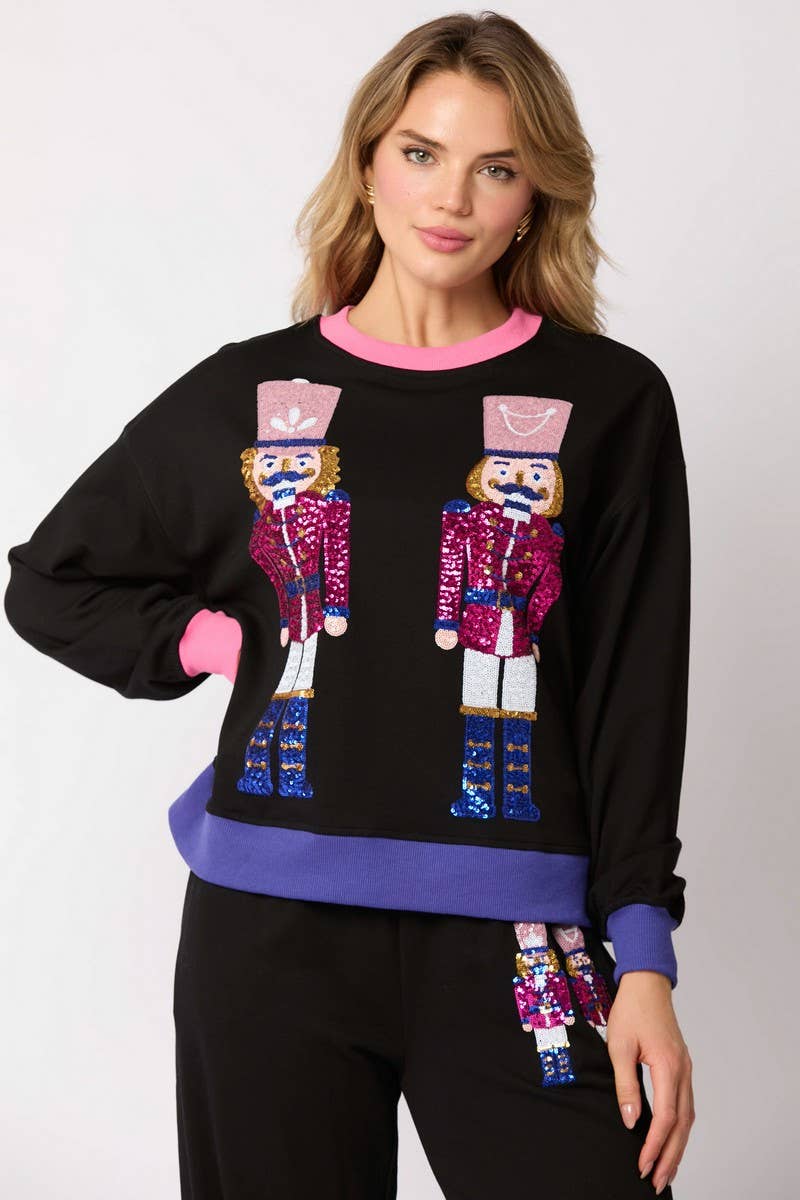 CWSTB00496_CHRISTMAS SOLDIER SEQUINED SWEATSHIRT SET