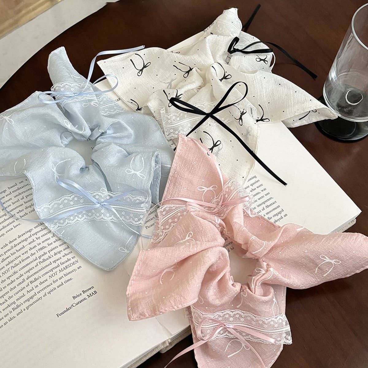 Lace Bow Scarf Scrunchie Elegant Hair Tie