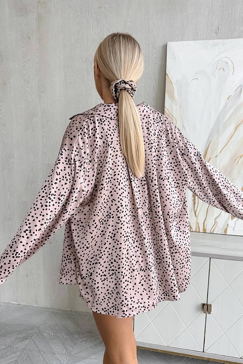 CWSPJ0398_LEOPARD PRINT LONG-SLEEVED UNDERWEAR SHORTS SET