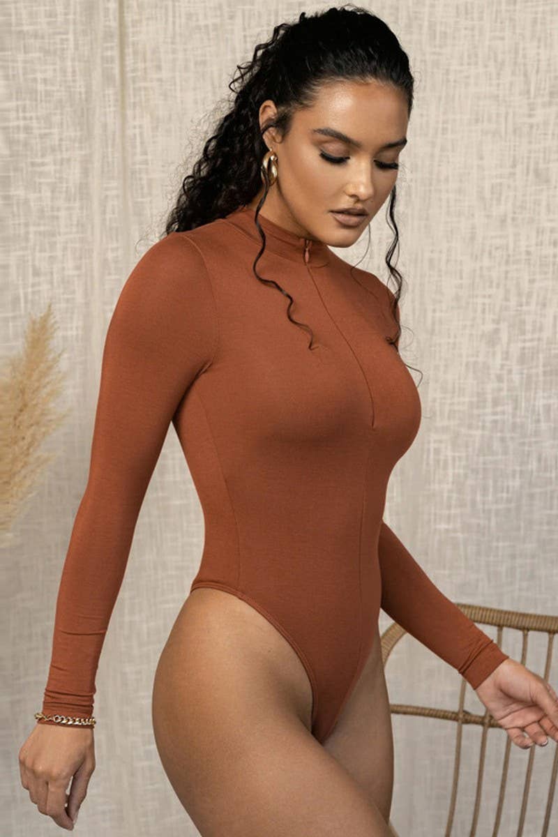 CWSJS0786_LONG SLEEVE FLEECE ZIP-UP BODYSUIT