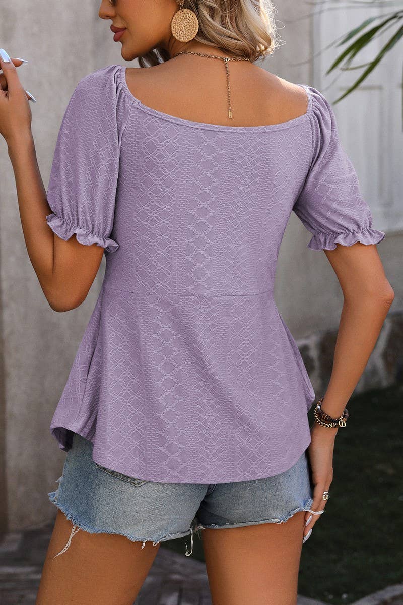 CWTTS0774_V-Neck Short Sleeve With Twist Detail on Bust Top