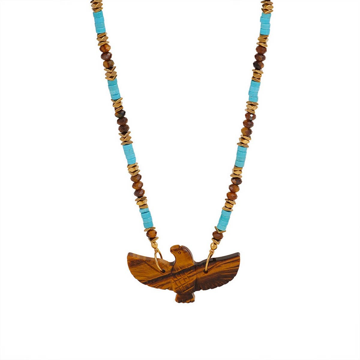 Handmade Eagle Necklace with Gemstone Beads