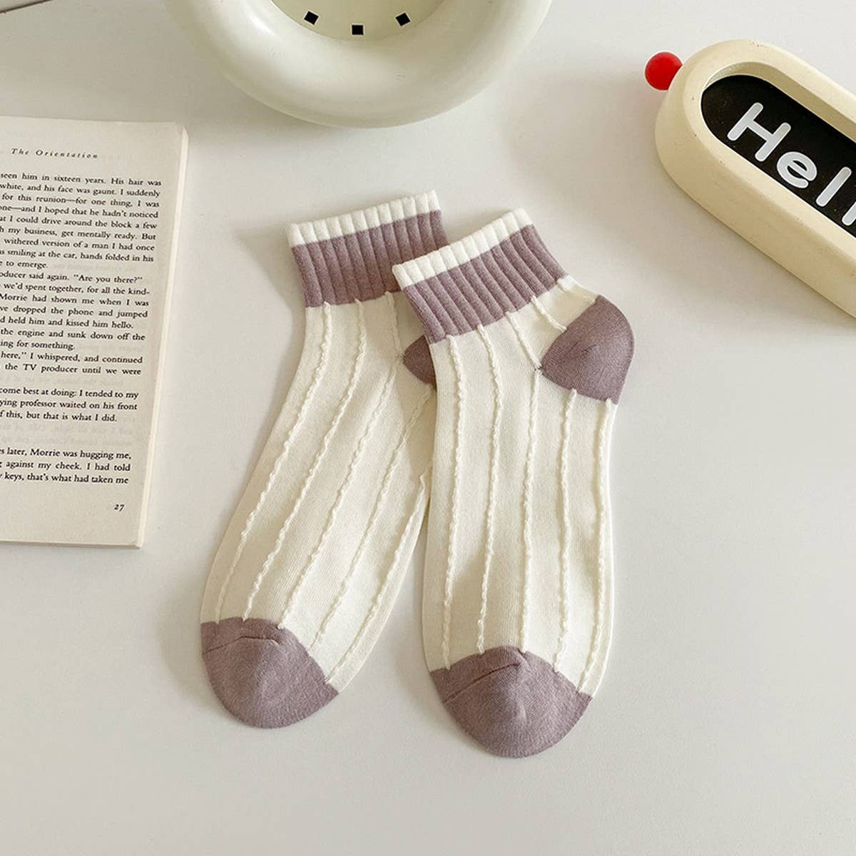 CWMS2499_SPRING AND SUMMER TARO PURPLE DIAMOND SOCKS