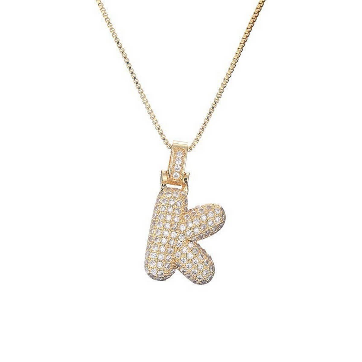 Copper Zirconia 26 Letters Pendant Necklace