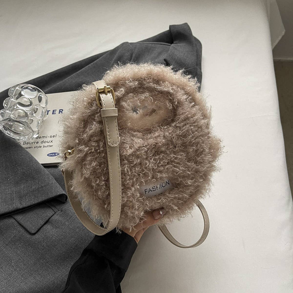 WINTER LAMB WOOL HANDBAG SHOULDER PLUSH BAG_CWAB3984