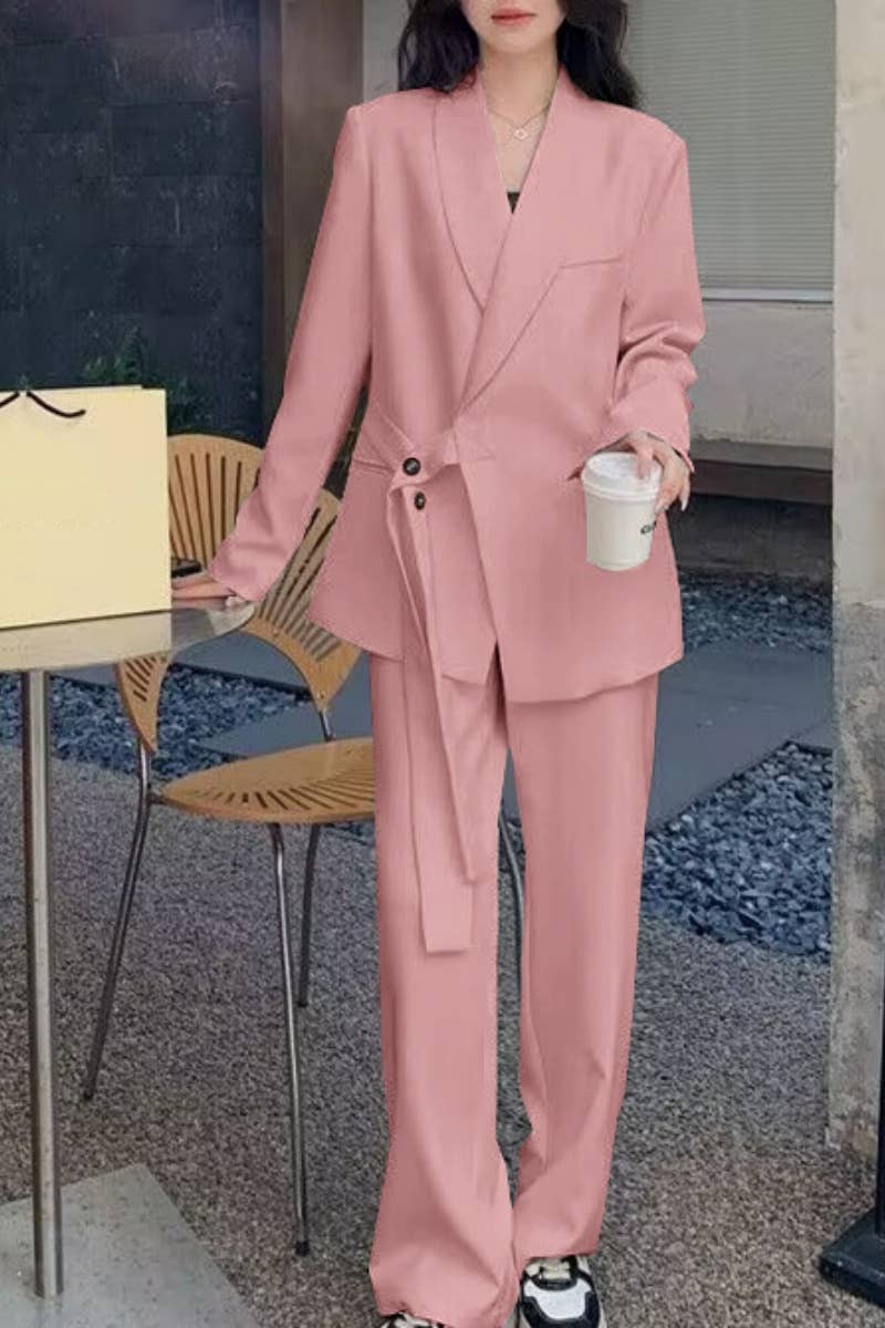 CWSS1047_FASHION DESIGN SENSE LACE-UP PANTSUIT