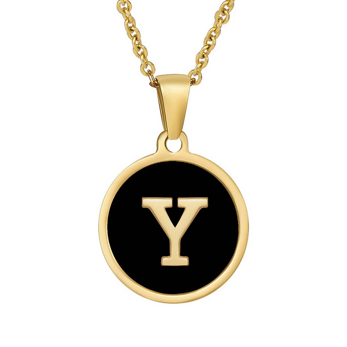 CIRCULAR SHELL ENGLISH LETTER PENDANT NECKLACE