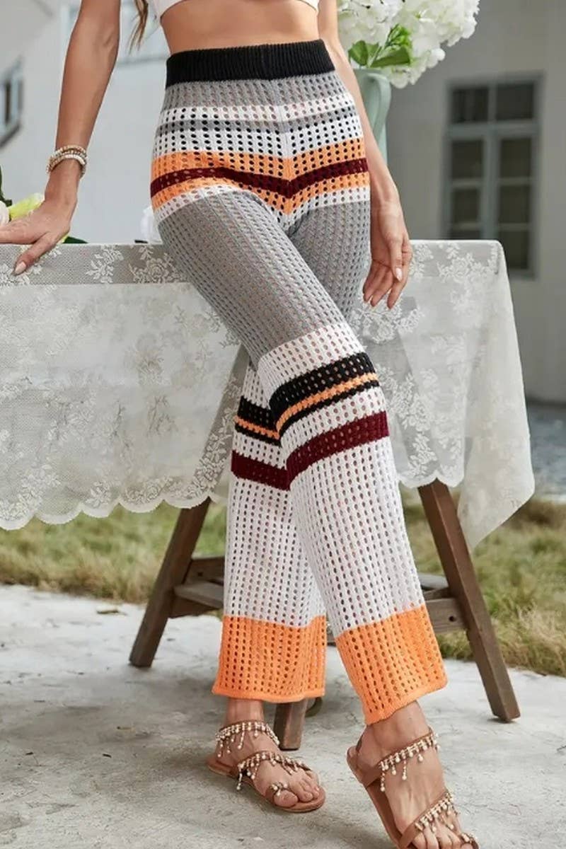 CWBLP1845_SUMMER FASHION STITCHING HOLLOW CASUAL TROUSERS