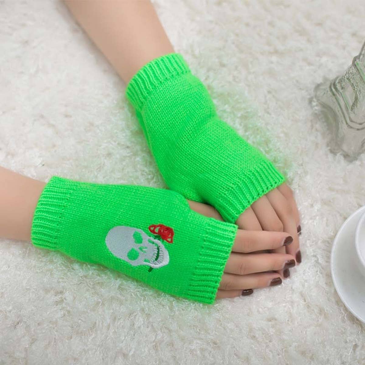 CWAG00534_HALLOWEEN EMBROIDERED FINGERLESS GLOVES