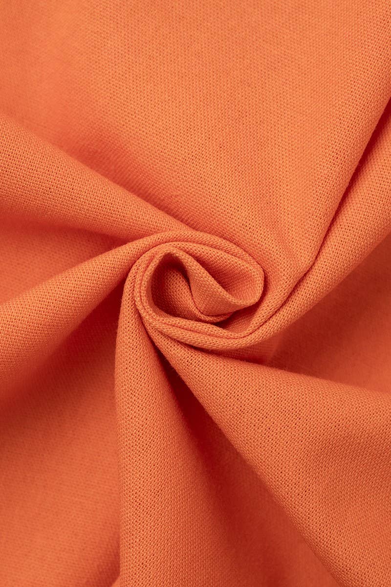 CWSS1136_SOLID LINEN VEST AND LONG A-LINE SKIRT SET