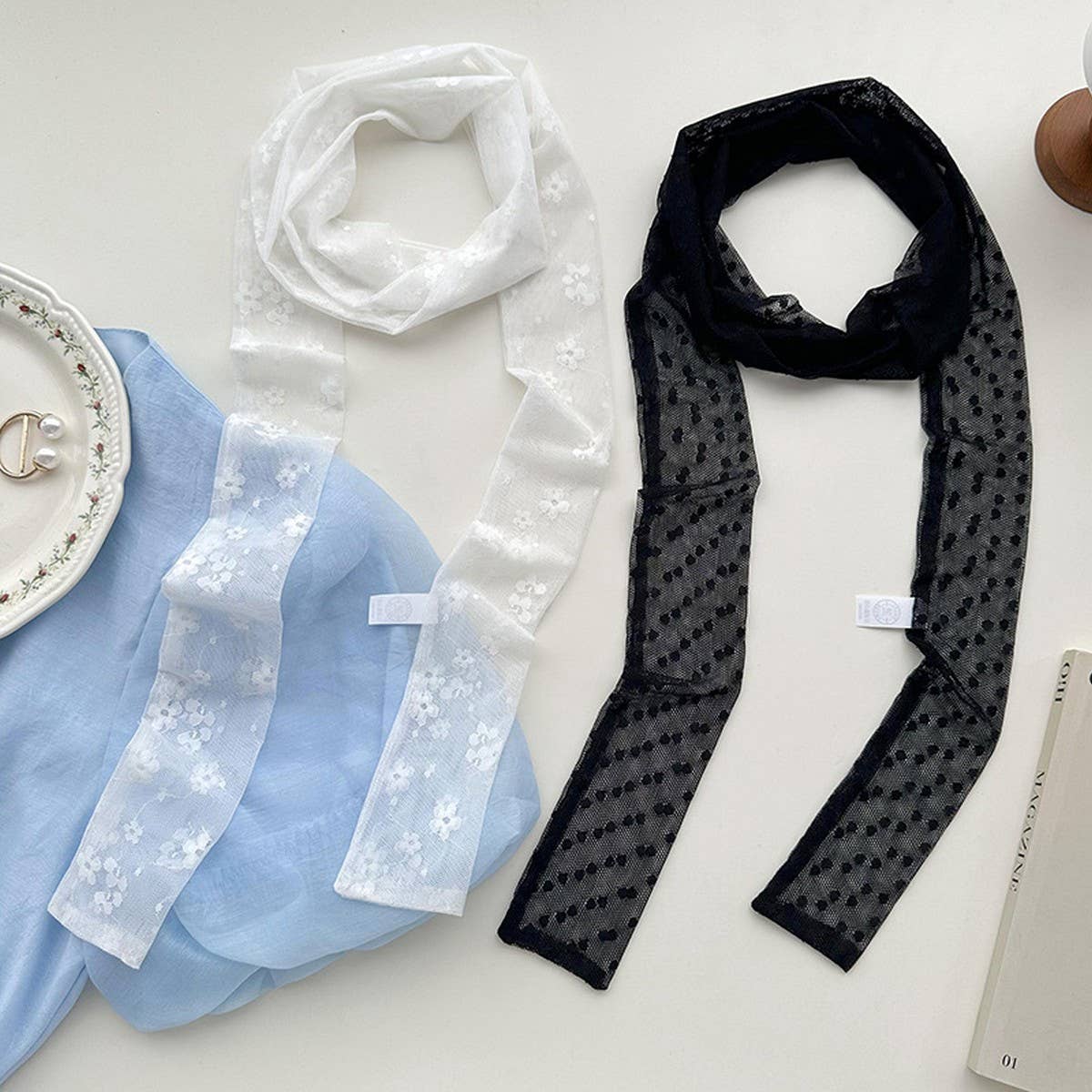 Lace Long Scarf-Elegant Neck & Hair Tie for Women