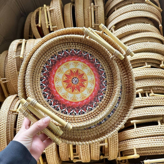 RATTAN WOVEN STORAGE BASKET TRAY THREE-PIECE SET_CWMM4535