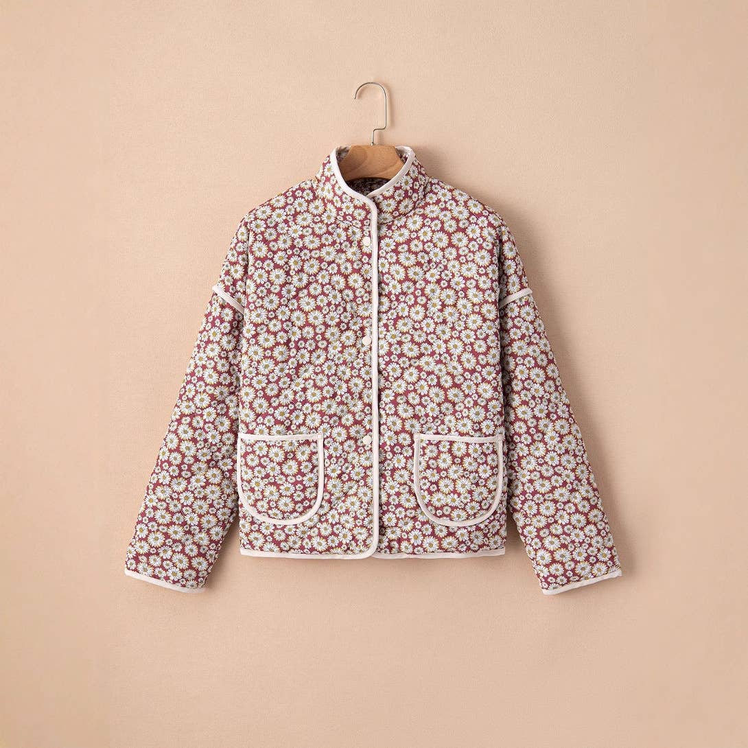 COLOR CONTRAST COLLAR DOUBLE POCKET CASUAL JACKET