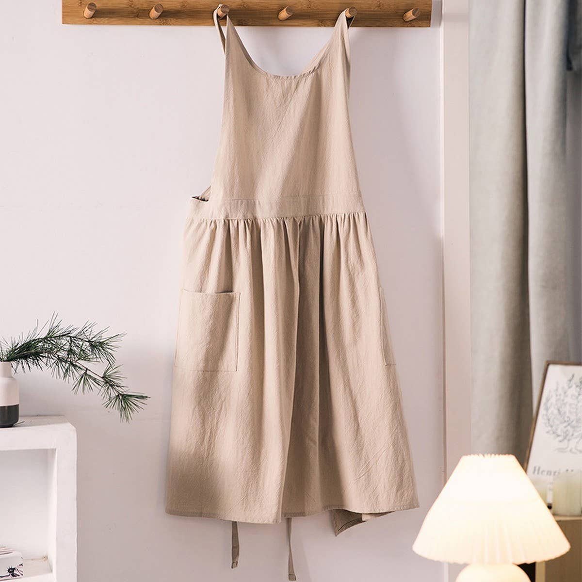 CWMM1832_Cotton Linen Household Kitchen Apron Work Apron
