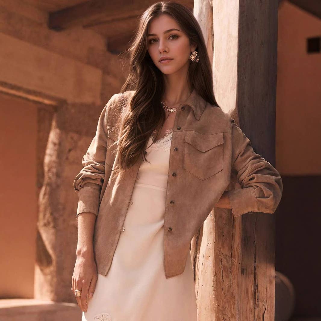 Casual and fashionable suede shirt