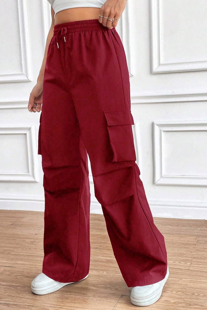 CWBLP1886_DRAWSTRING HIGH WAIST LOOSE COMMUTER OVERALLS