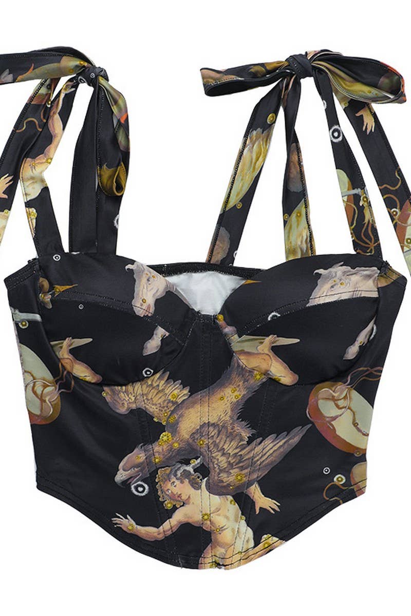 CWTTK0881_VINTAGE PRINT TIE WAIST CAMI CROP TOP