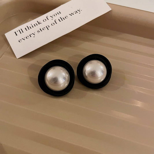 RETRO HONG KONG STYLE BLACK FRENCH EARRINGS_CWAJE2473
