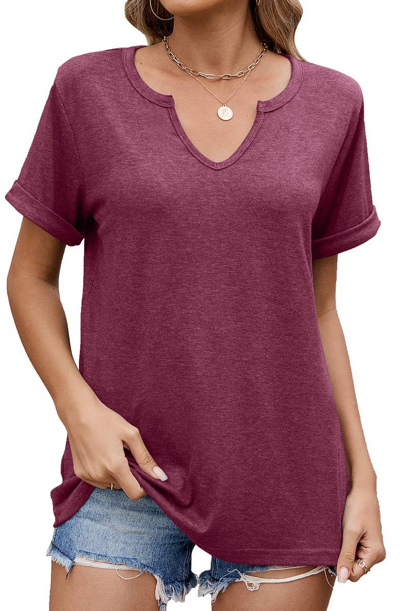 CWTTS1339_SUMMER NEW V-NECK LOOSE SHORT-SLEEVED T-SHIRT