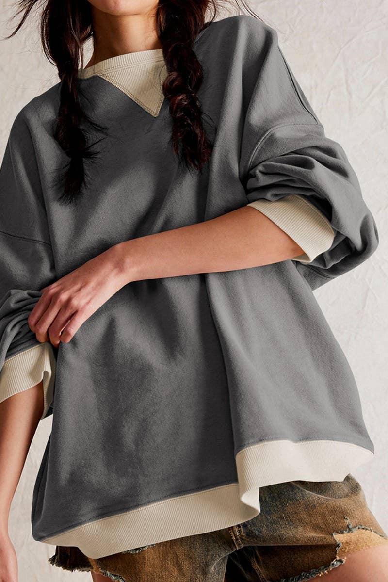 CWTBLL3991_LOOSE DROP SHOULDER CREWNECK SWEATSHIRT