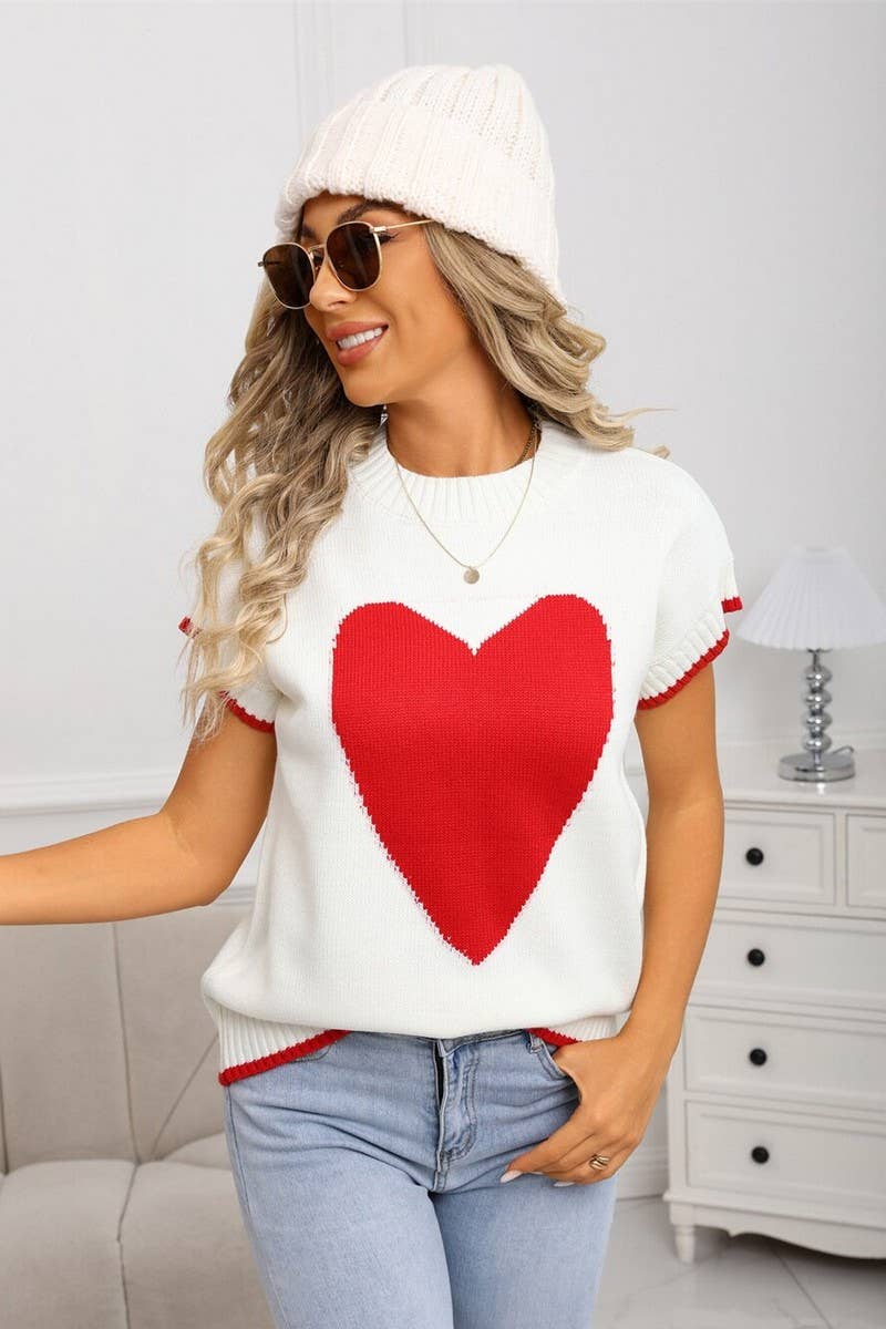CWOSWS00161_HEART PRINT CREWNECK KNIT VEST