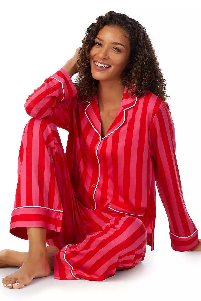 CWSPJ0440_STRIPED LONG SLEEVE TOP AND PANTS PAJAMA SET