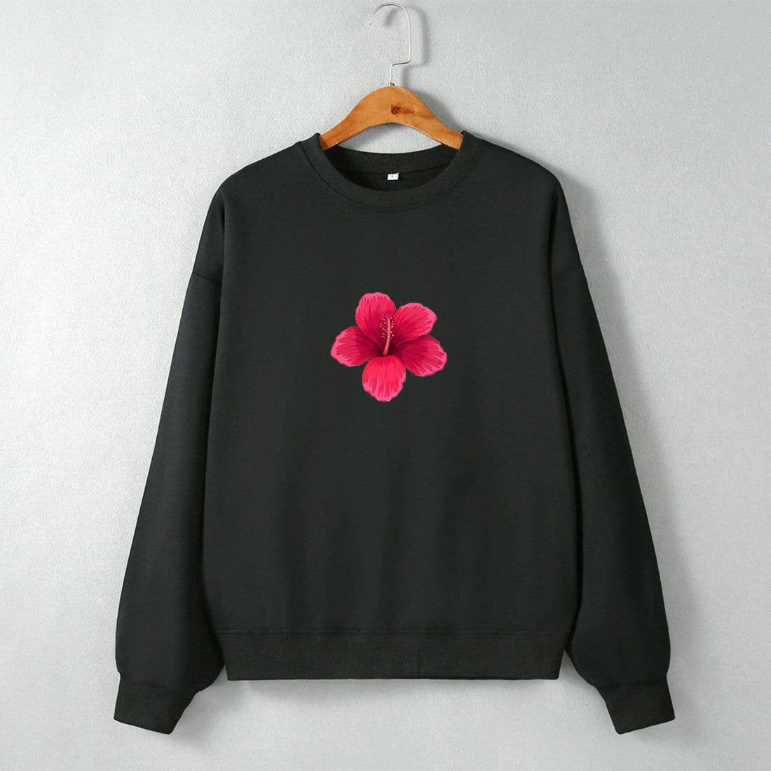 Flower-printed off-the-shoulder sweatshirt