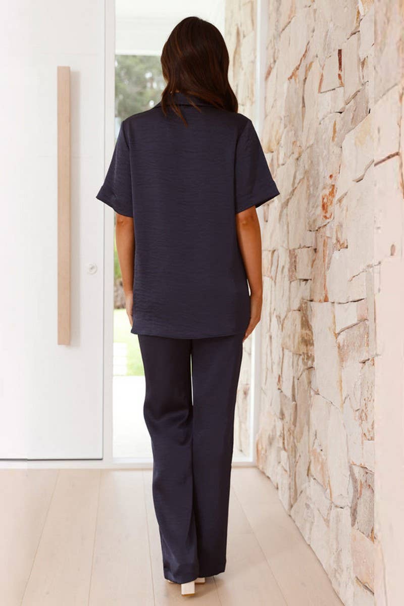 CWSPJ0432_SOLID LAPEL SHORT SLEEVE PAJAMA SET WITH PANTS