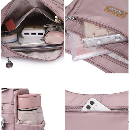MULTI-COMPARTMENT NYLON SHOULDER AND CROSSBODY BAG