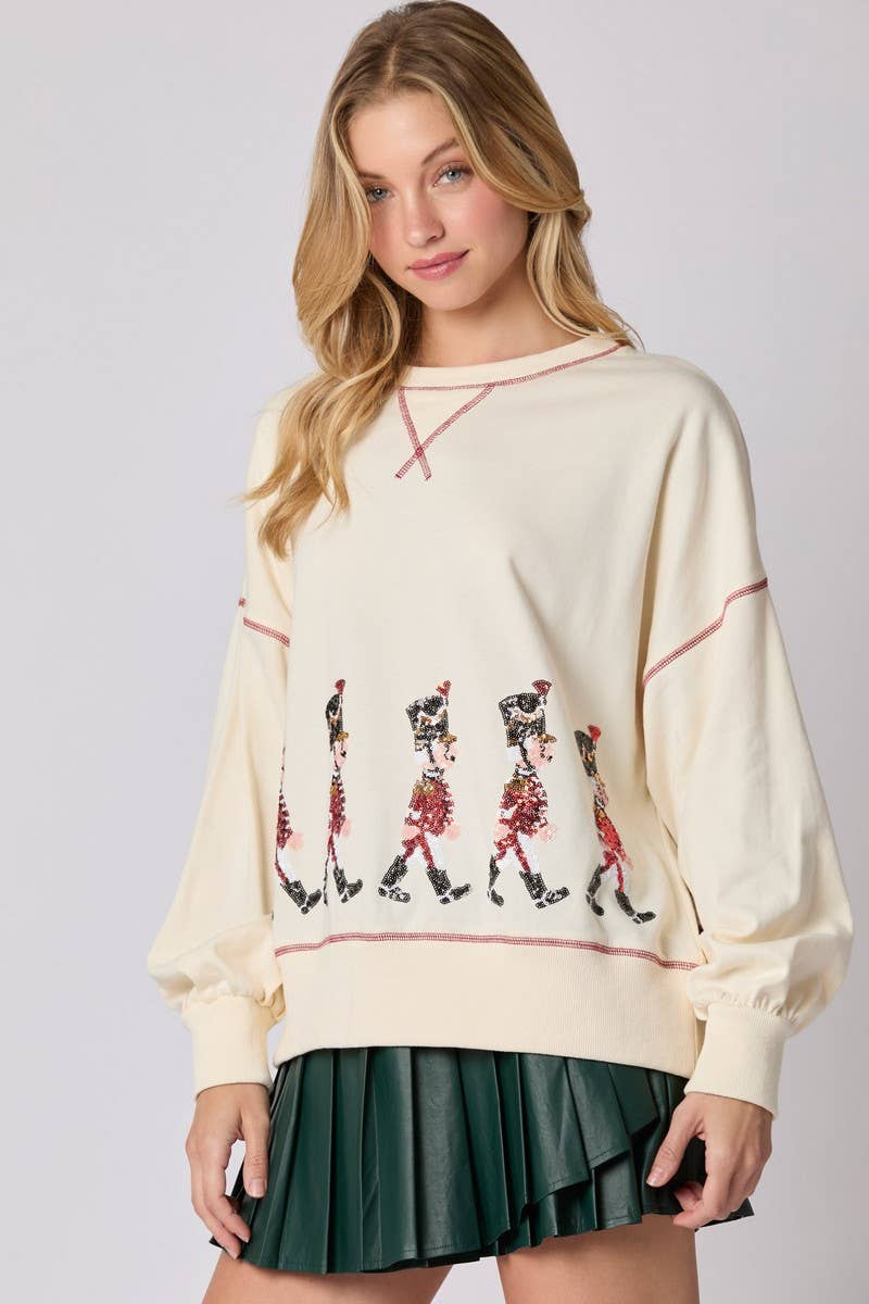 CWTBLL01244_SEQUIN NUTCRACKER SOLDIER CHRISTMAS SWEATSHIRT