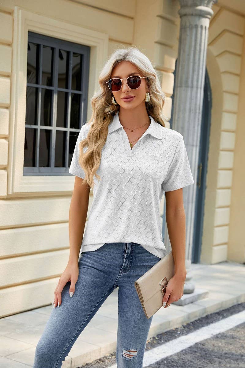 CWTTS0817_V-Neck Short Sleeve Knit Top