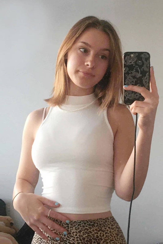 CWTTK0813_HALF TURTLENECK SLIM FIT SHORT SLEEVELESS VEST