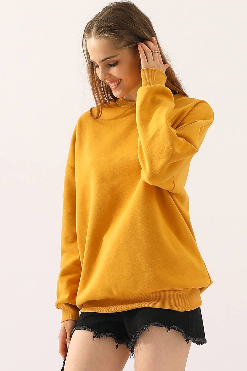 CWTTL902_CREW NECK LONG SLEEVE PULLOVER SWEATSHIRT TOPS