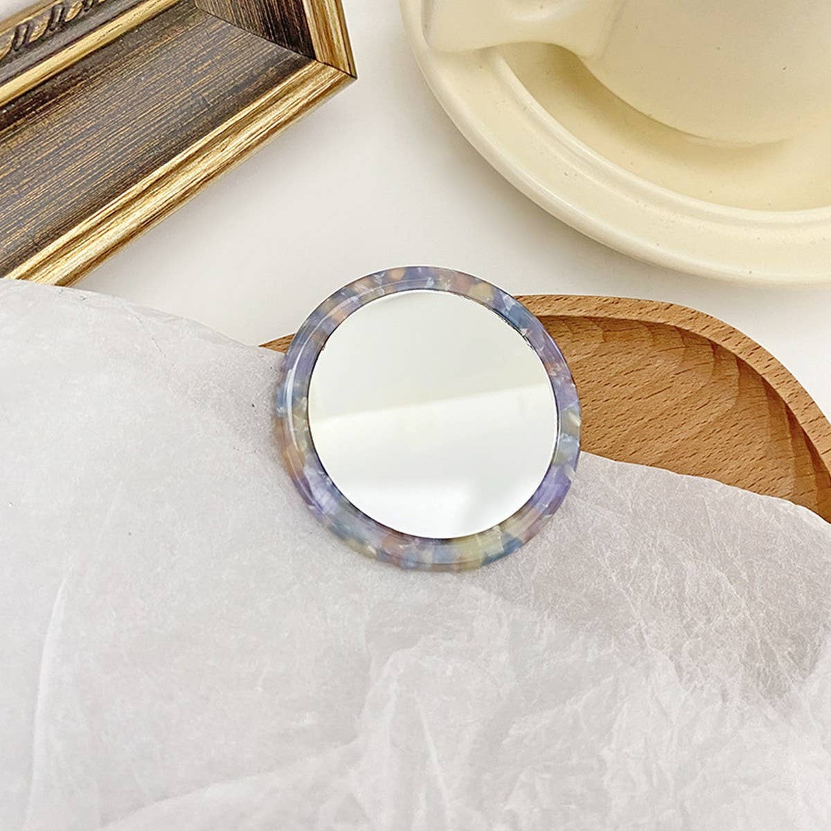 Simple Acetate Compact Mirror Travel Makeup Mirror