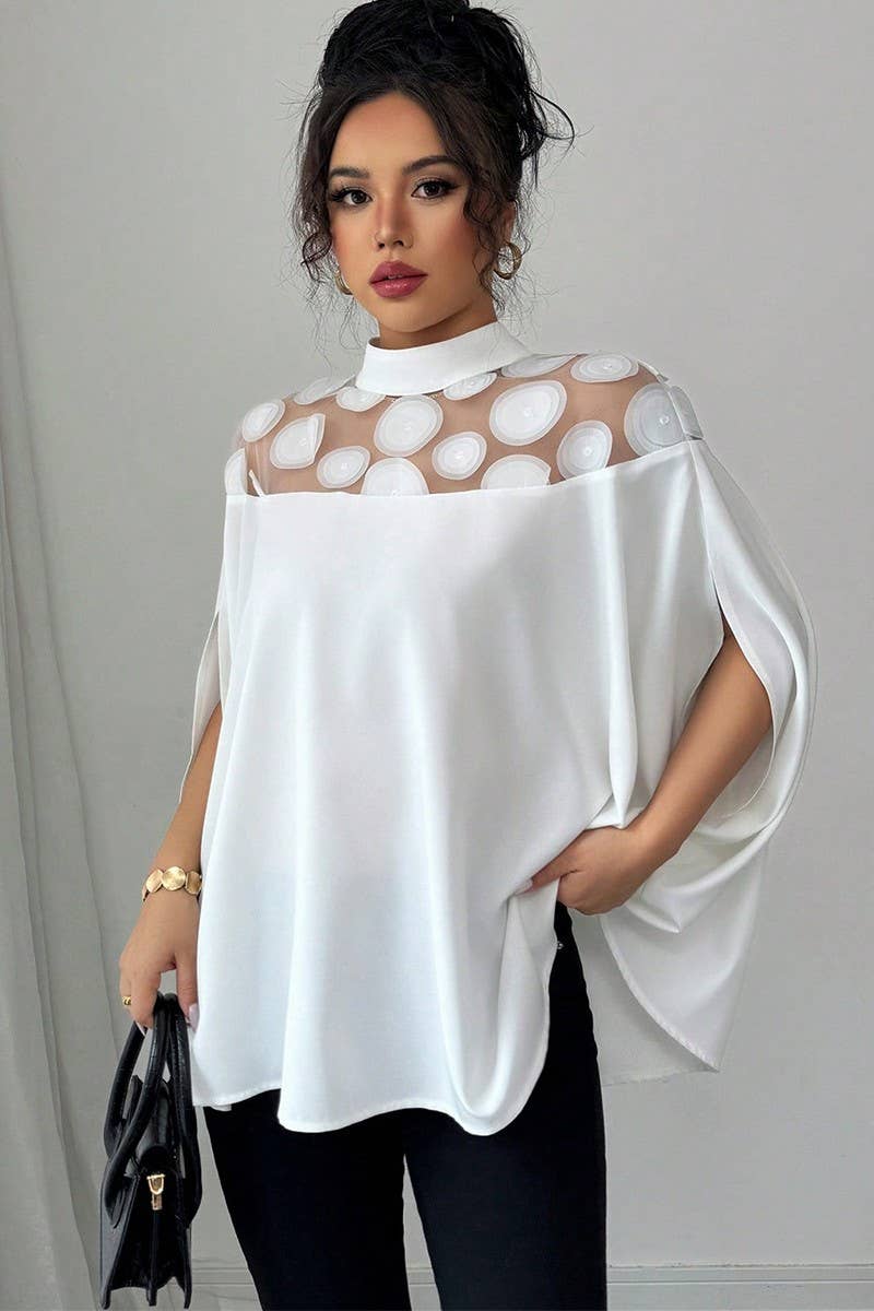 CWTTS1581_SUMMER COMMUTING LOOSE MESH OFF-SHOULDER SHIRT