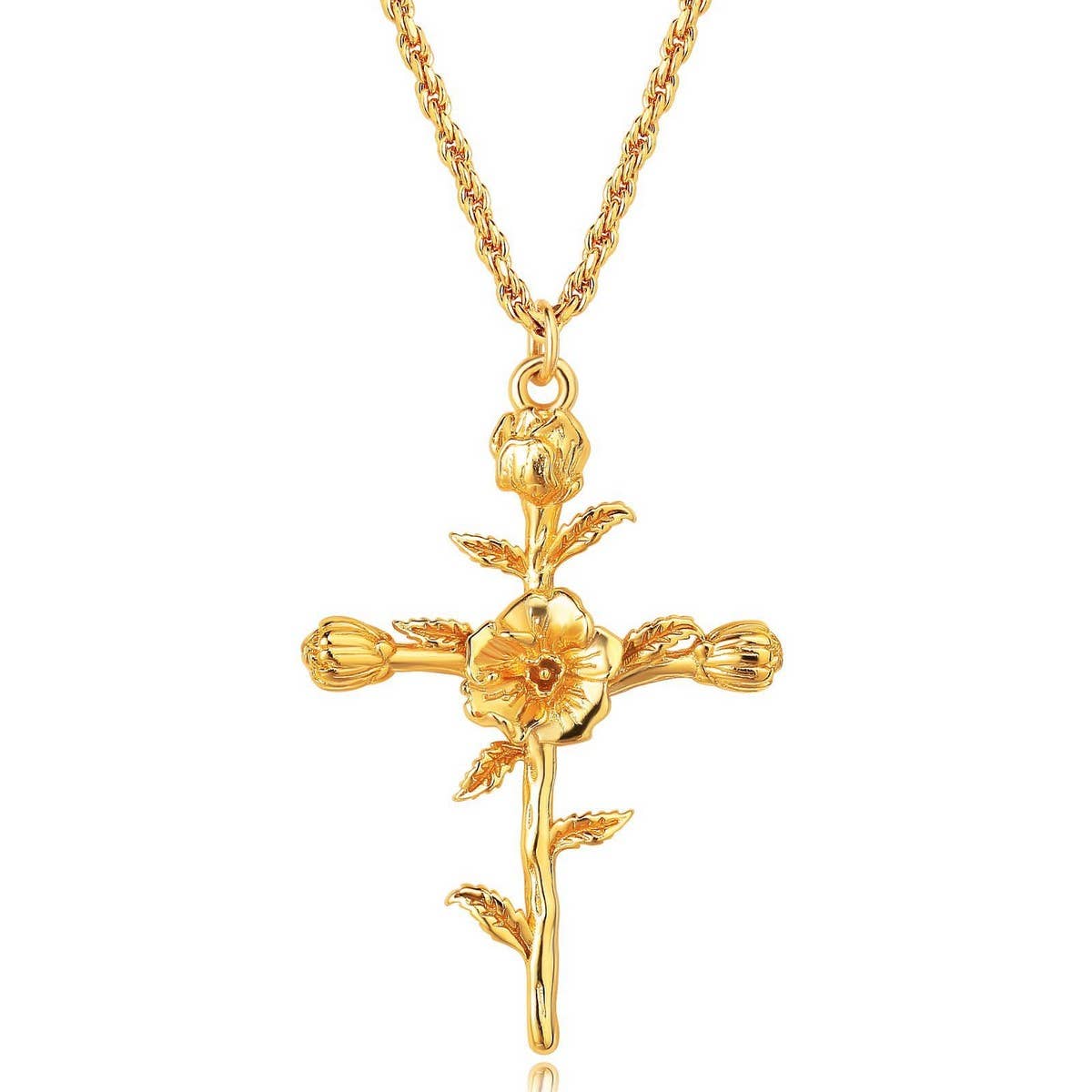 NEW CREATIVE DECEMBER CROSS FLOWER NECKLACE