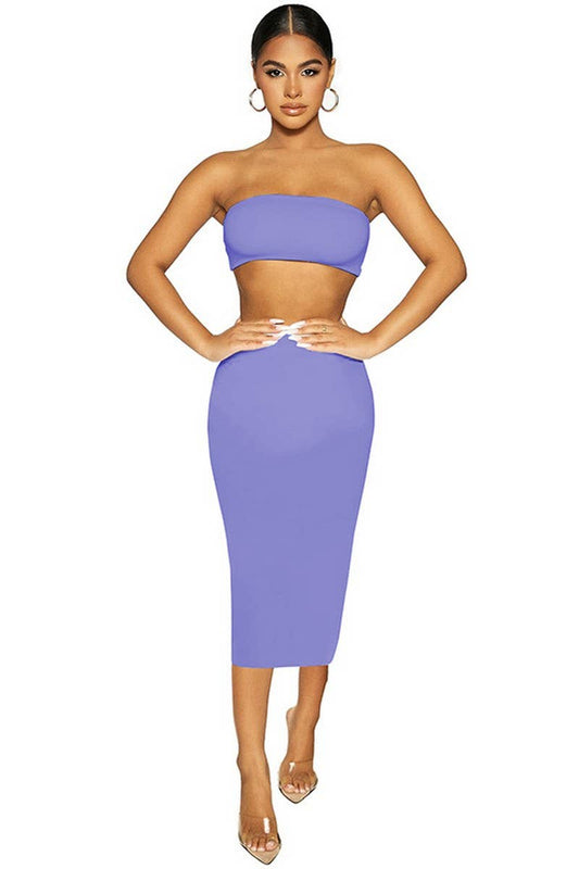 CWSS1098_NAVEL-BARING TUBE TOP TIGHT SKIRT TWO-PIECE SET