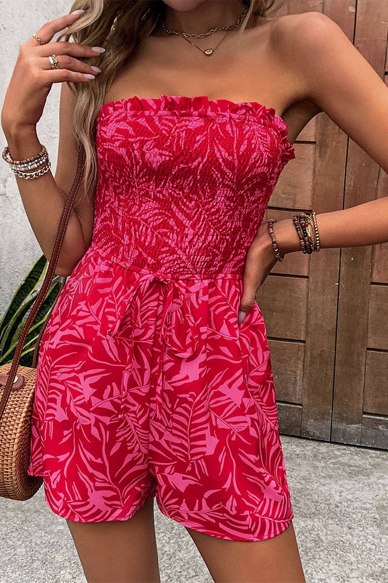 CWSJS0834_OFF-SHOULDER ELASTIC PRINTED TUBE TOP JUMPSUIT