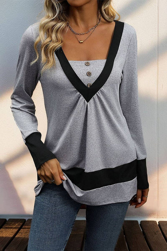 CWTTL1972_SIMPLE COLOR MATCHING CASUAL HOME T-SHIRT