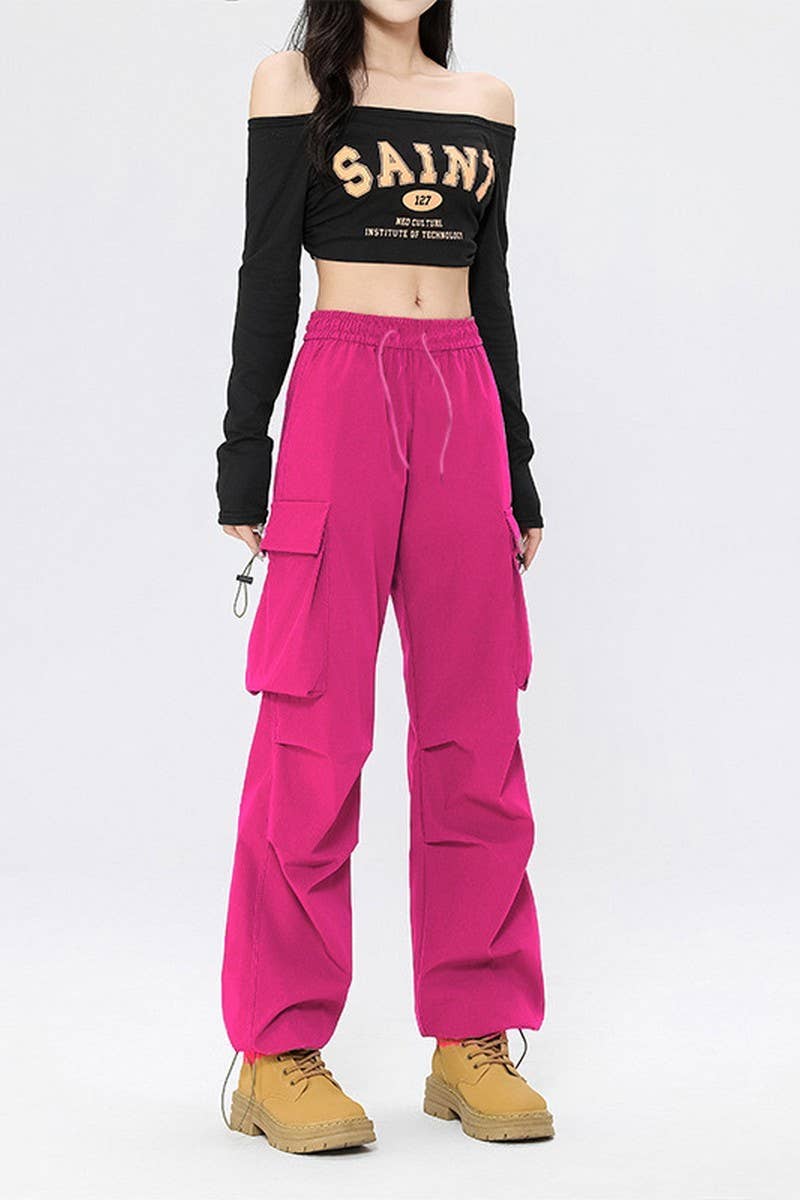 CWBLP00920_AUTUMN STRAIGHT HIGH WAIST SLIM LOOSE PANTS