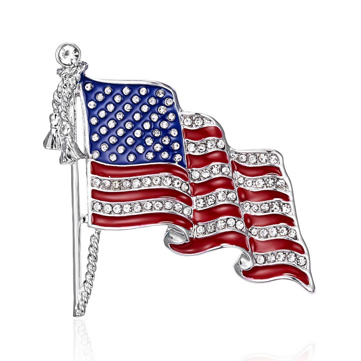 CWAJE2570_AMERICAN FLAG RHINESTONE PAINTING OIL BROOCH