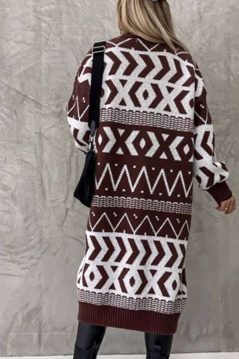 CWOCAL2183_NO-BUTTON LONG SLEEVE SWEATER CARDIGAN LONG STYLE