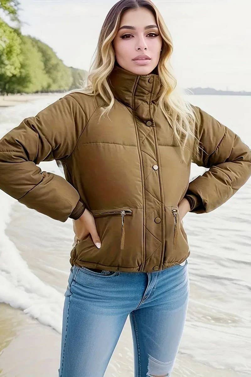 CWOCO0605_STAND COLLAR THICKENED SOLID COLOR COTTON COAT