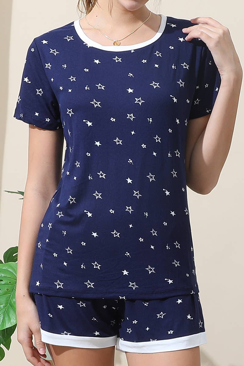 CWSPJ031_SHORT SLEEVE TOP WITH SHORTS PAJAMA SET