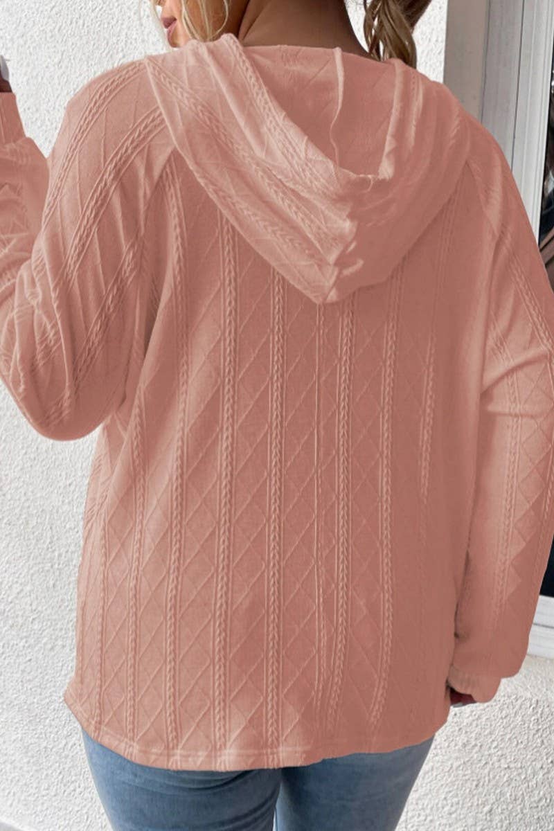 CWOHOL00634_SOLID COLOR HOODED LOOSE-FITTING SWEATSHIRT