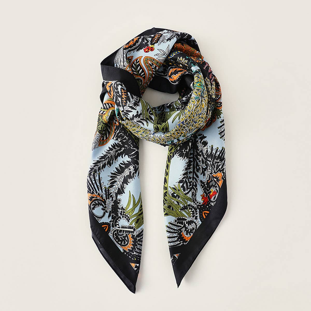 Vintage French Print Scarf ? 90cm Silk Feel Square