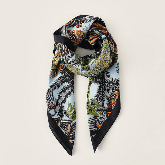 Vintage French Print Scarf ? 90cm Silk Feel Square